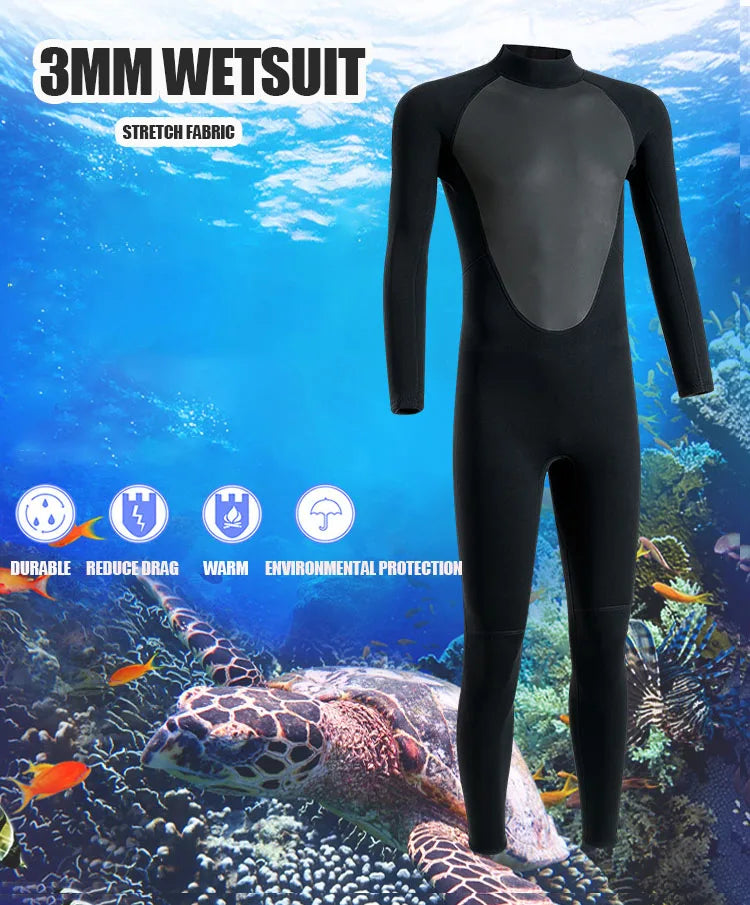 3mm Neoprene Wetsuit – Men’s Full Diving & Surfing Suit