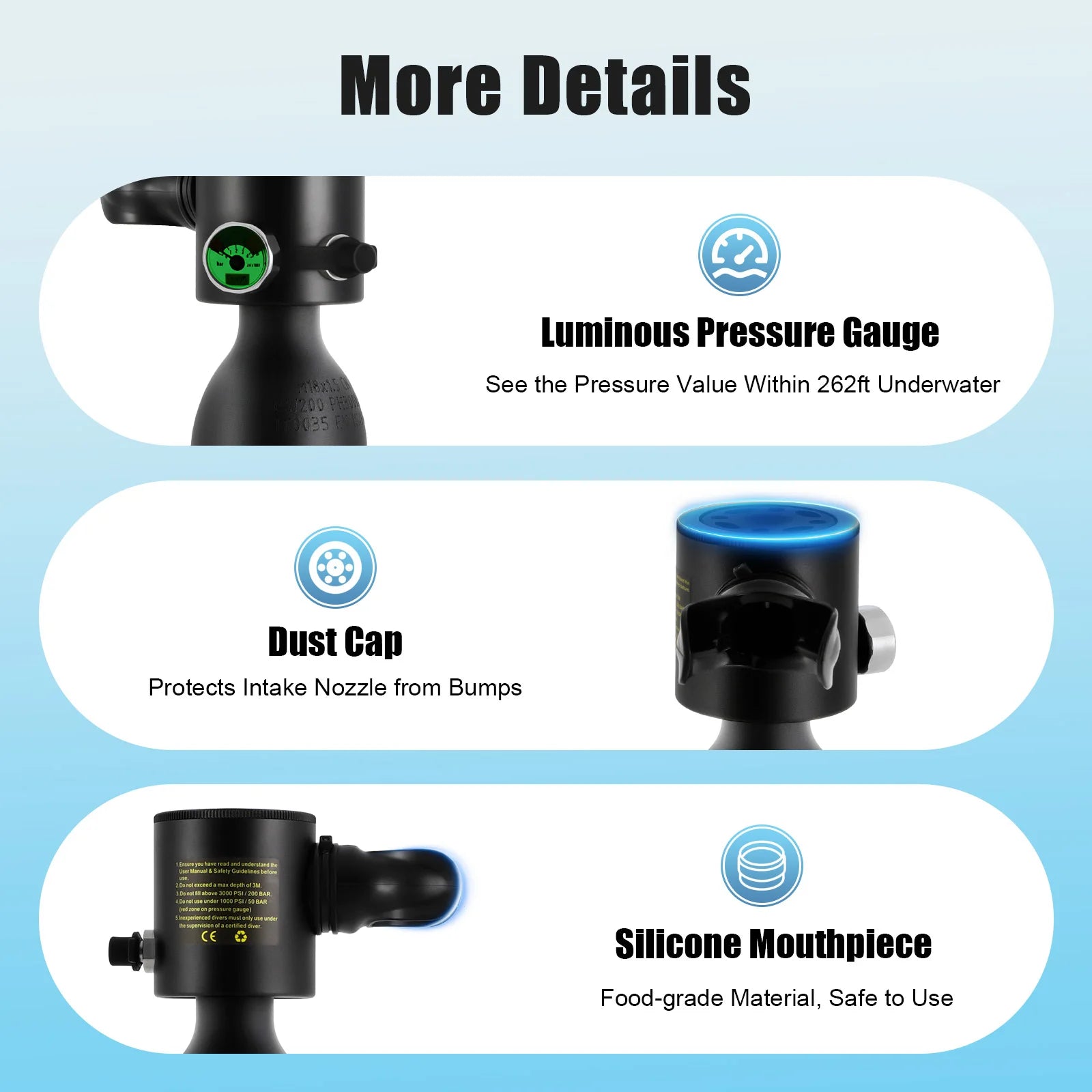 0.5L Mini Scuba Tank – Portable Diving Oxygen Cylinder for 5–10 Min Use