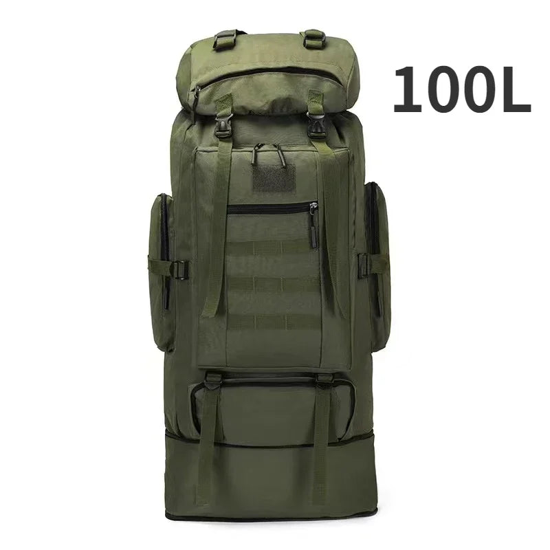 80L/100L Tactical Mountaineering Backpack – Large Outdoor Hiking & Camping Bag