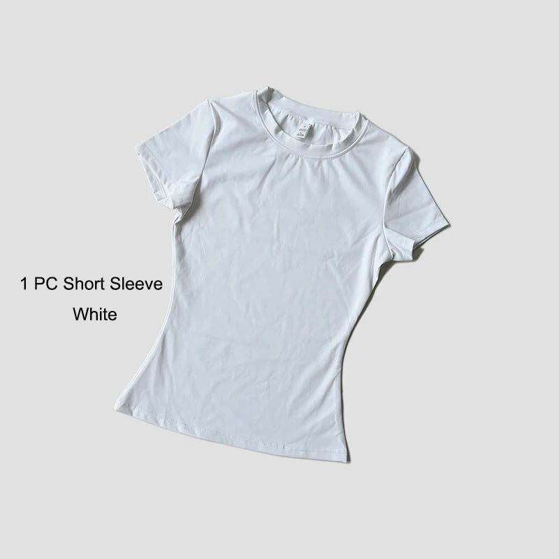 Women’s Seamless Yoga Set – Short Sleeve Crop Top & High-Waist Gym Shorts