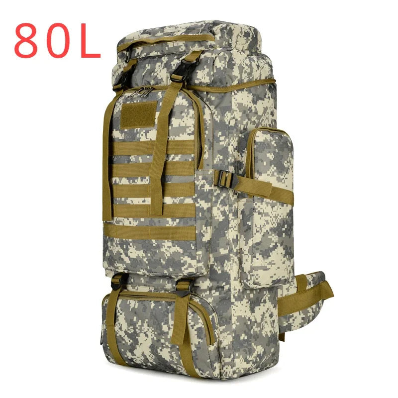 80L/100L Tactical Mountaineering Backpack – Large Outdoor Hiking & Camping Bag
