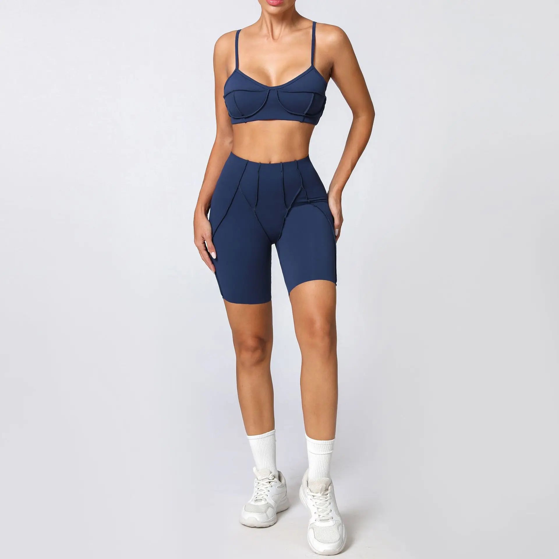 Seamless Yoga Set – High-Waist Leggings & Backless Sports Bra