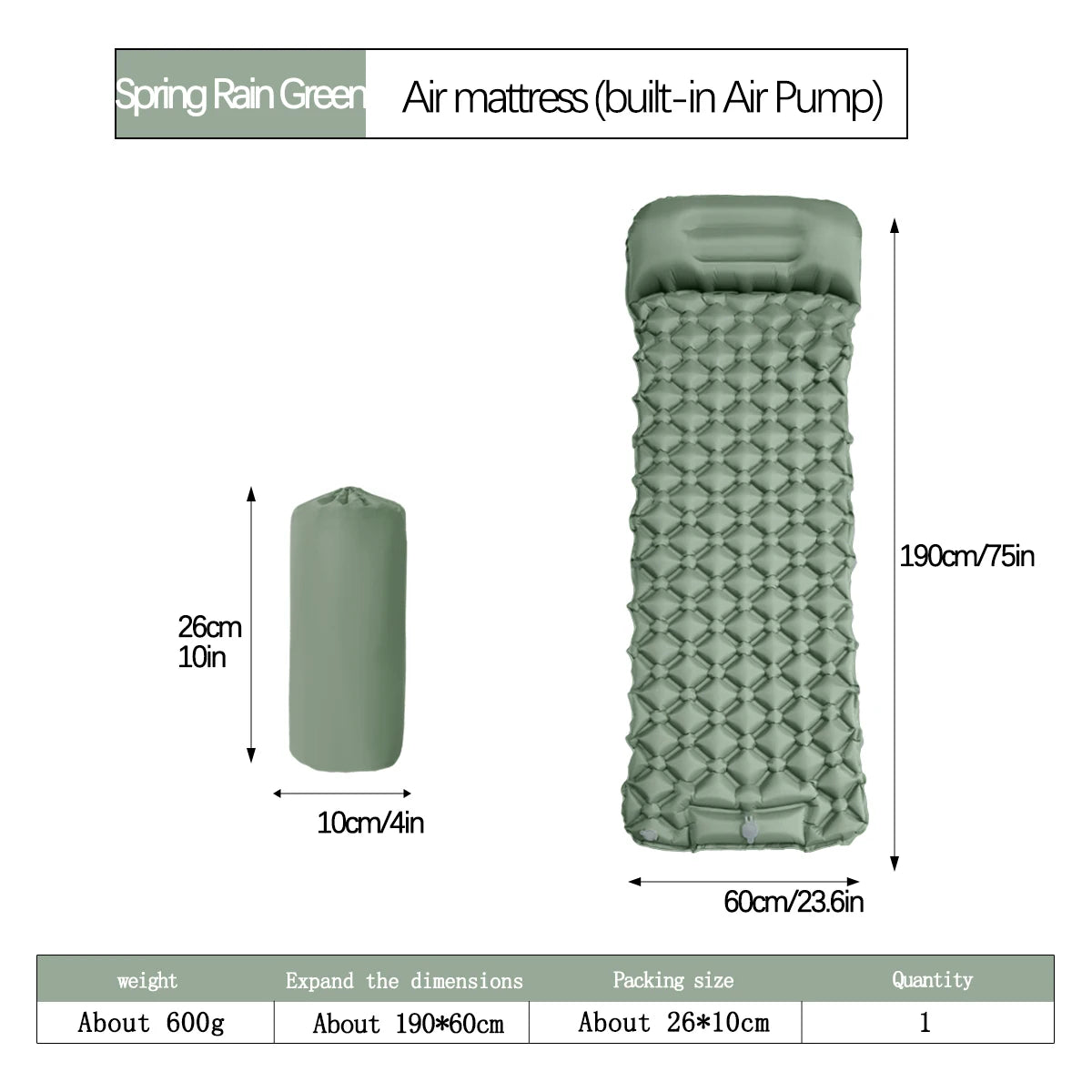 Inflatable Camping Mattress with Pillow – Ultralight Sleeping Pad