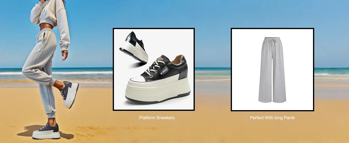 9cm Platform Leather Sneakers – Women’s Casual Vulcanized Shoes