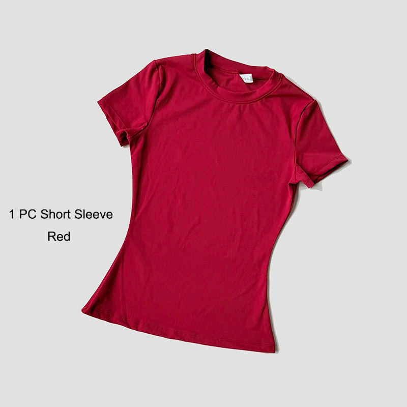 Women’s Seamless Yoga Set – Short Sleeve Crop Top & High-Waist Gym Shorts