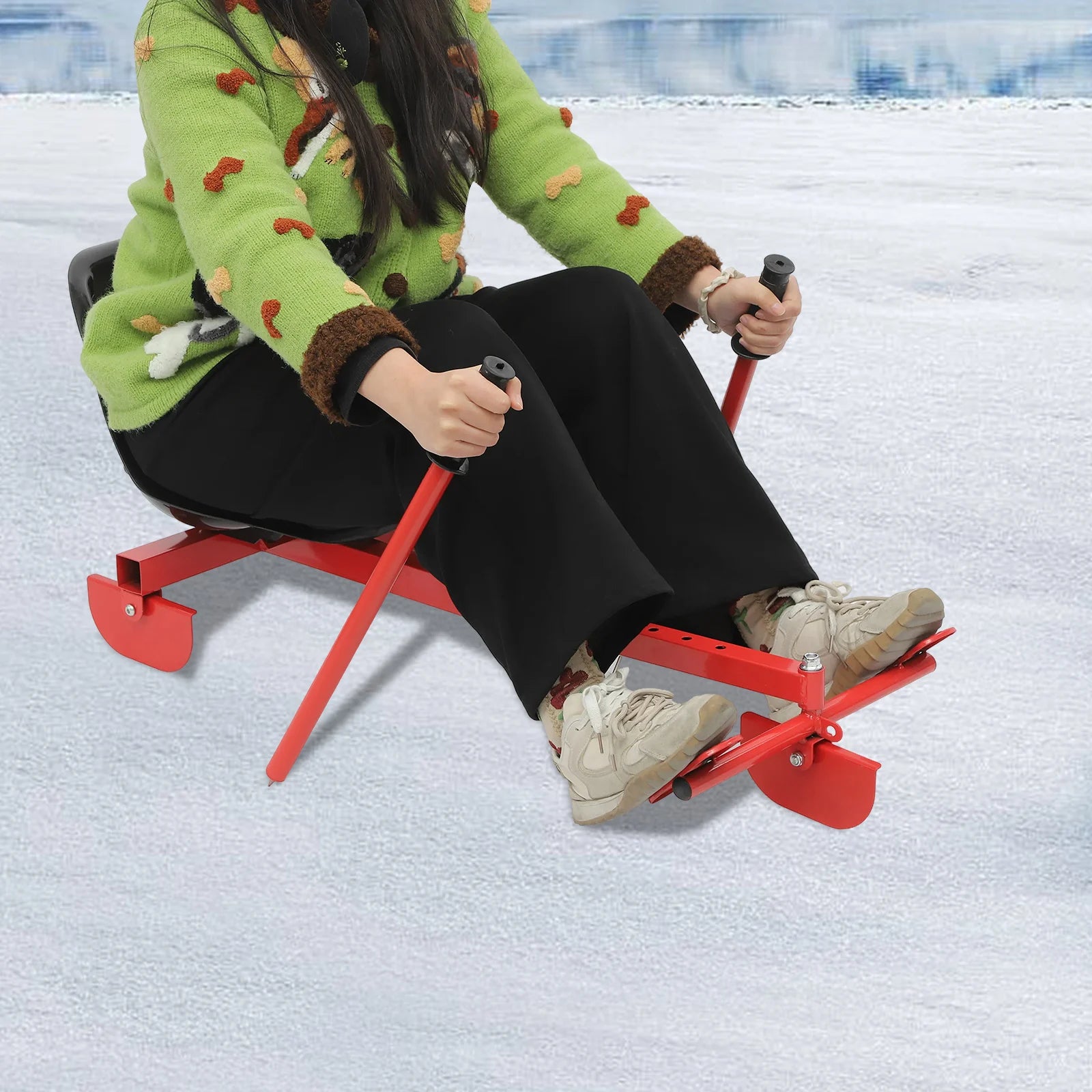 Snow Racer PE Triangular Ski Scooter – Red & Black, Ages 3+
