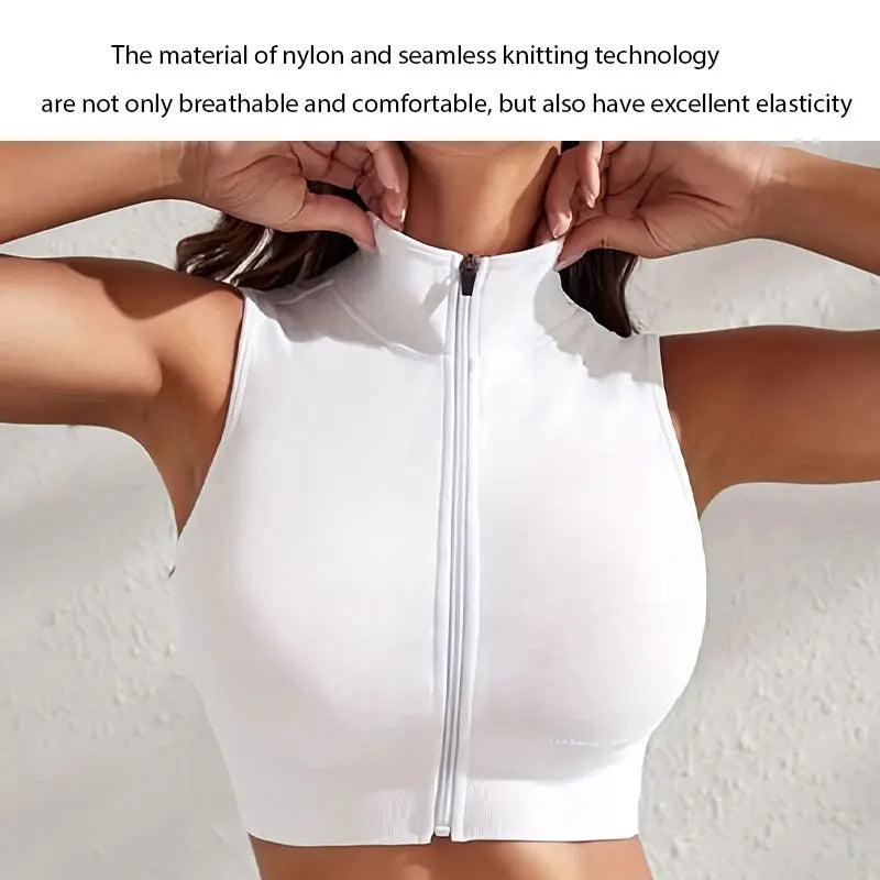Women’s 2-Piece Yoga Set – Breathable Zipper Fitness Vest & Shorts