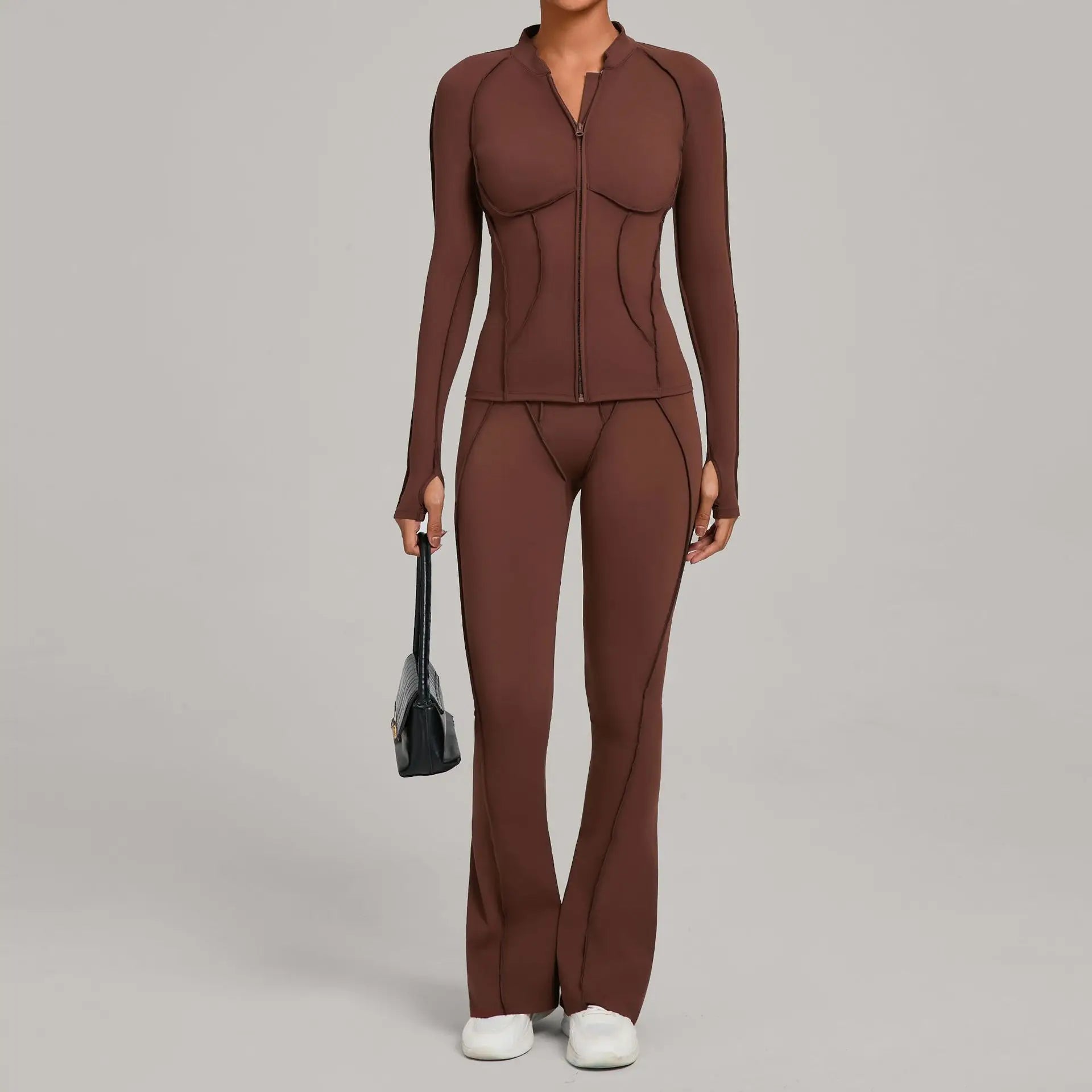 Seamless Yoga Set – High-Waist Leggings & Backless Sports Bra