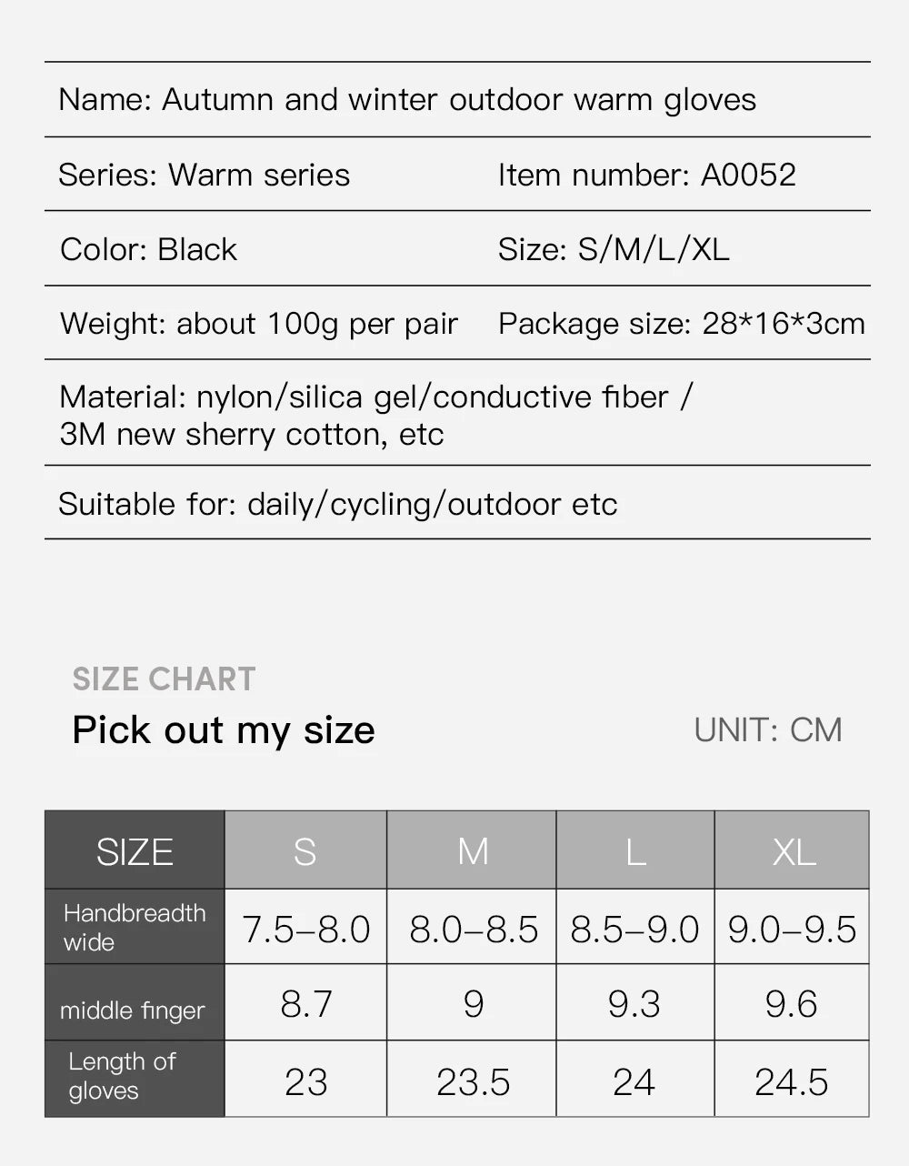 3M Black Winter Gloves – Waterproof & Touchscreen Outdoor Sports Gloves