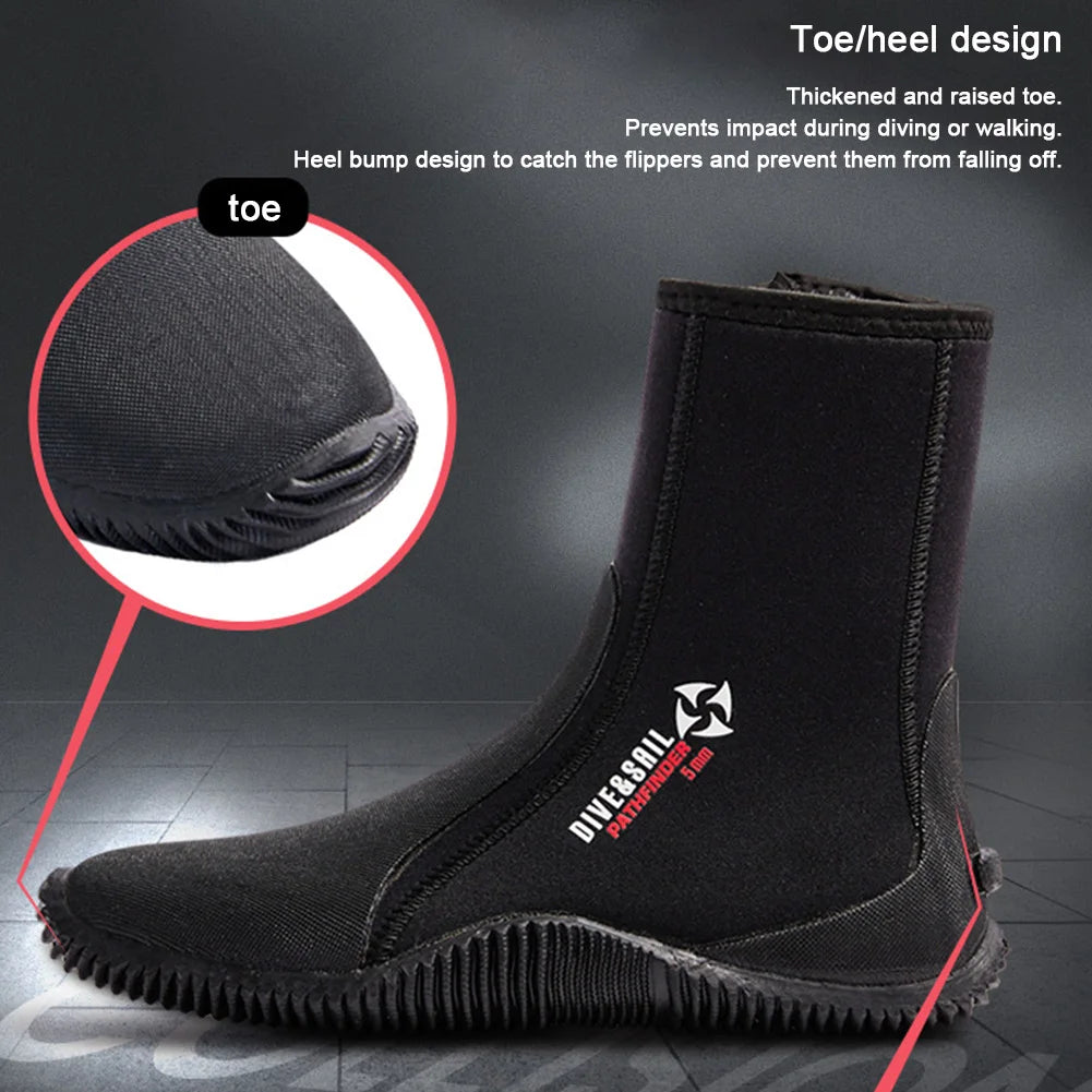5mm Neoprene Zipper Dive Boots – Anti-Slip Water Sports Footwear