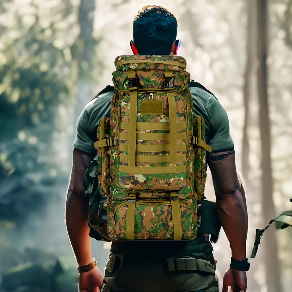 80L/100L Tactical Mountaineering Backpack – Large Outdoor Hiking & Camping Bag