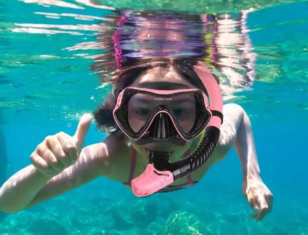 Dry Snorkel Set with Panoramic Mask – Professional Diving Gear for Adults