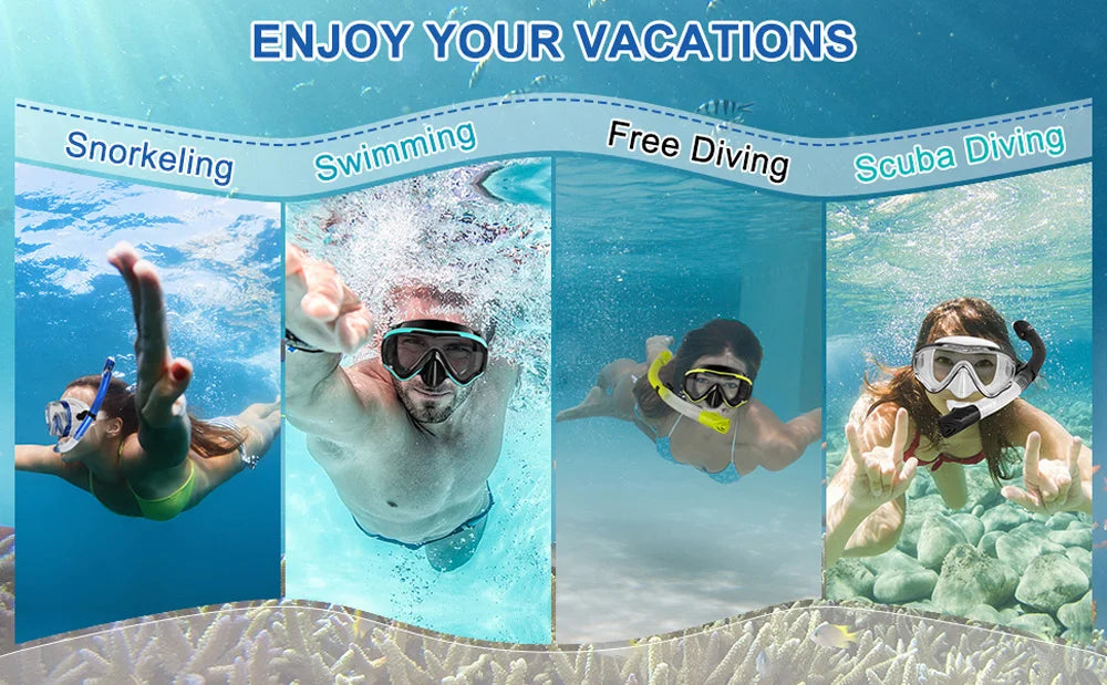 Dry Snorkel Set with Panoramic Mask – Professional Diving Gear for Adults