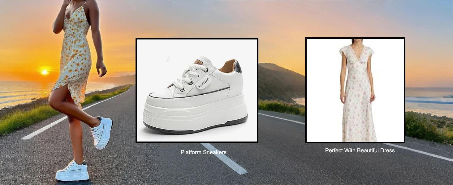 9cm Platform Leather Sneakers – Women’s Casual Vulcanized Shoes