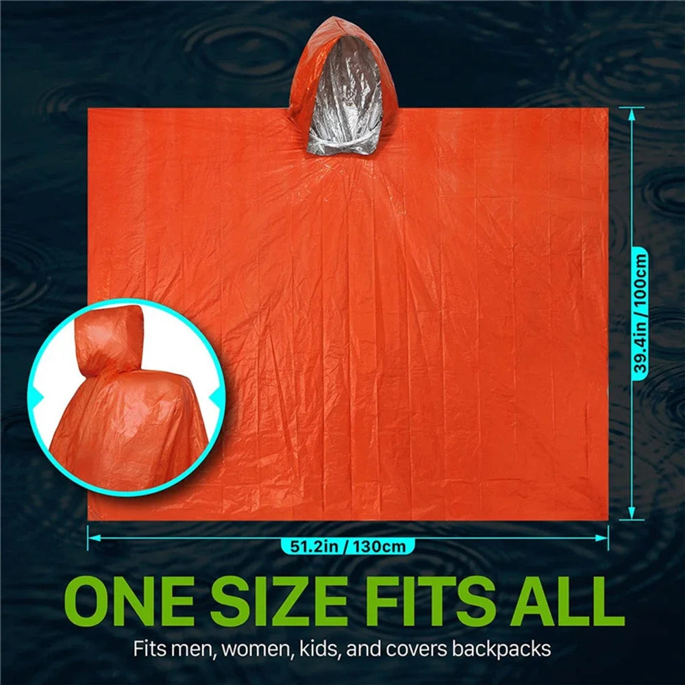 Emergency Survival Poncho – Waterproof Thermal Space Blanket
