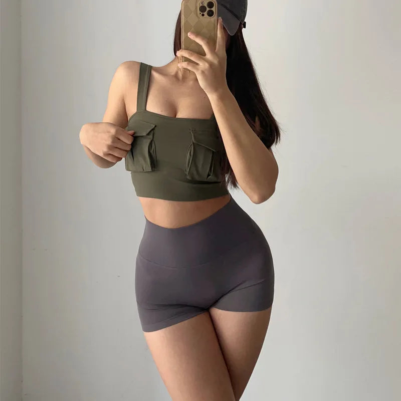 GymHUB High-Waist Hip-Lifting Yoga Shorts – 3/4 Quick-Dry Pants