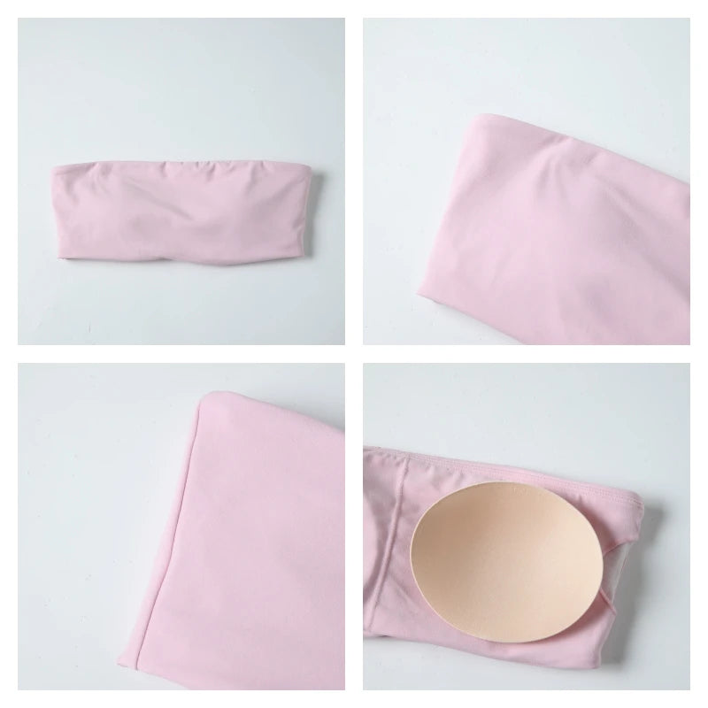 Two-Piece Women’s Fitness Set – Strapless Sports Bra & Gym Crop Top