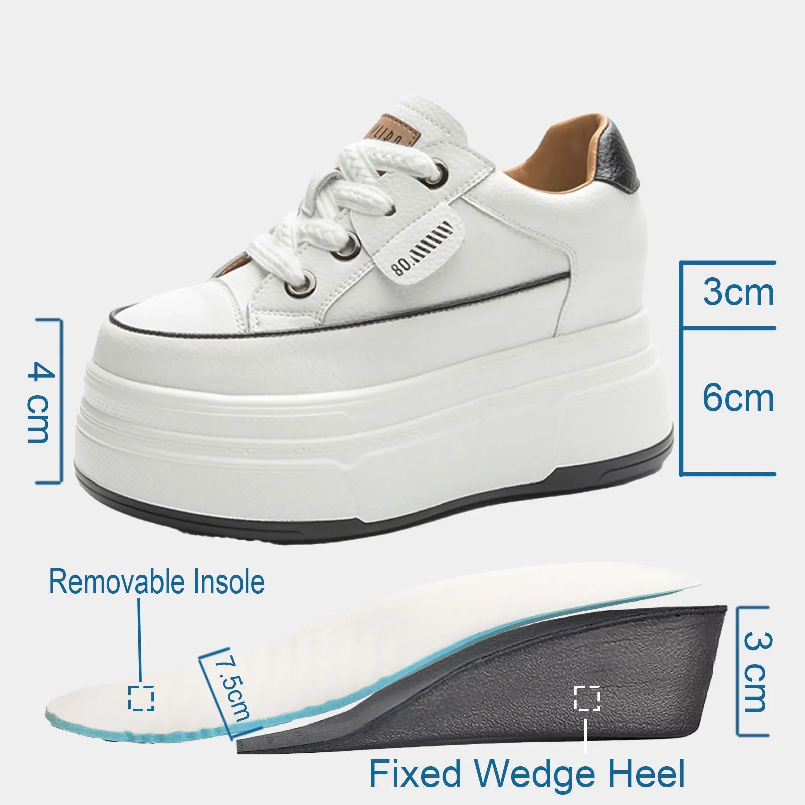 9cm Platform Leather Sneakers – Women’s Casual Vulcanized Shoes
