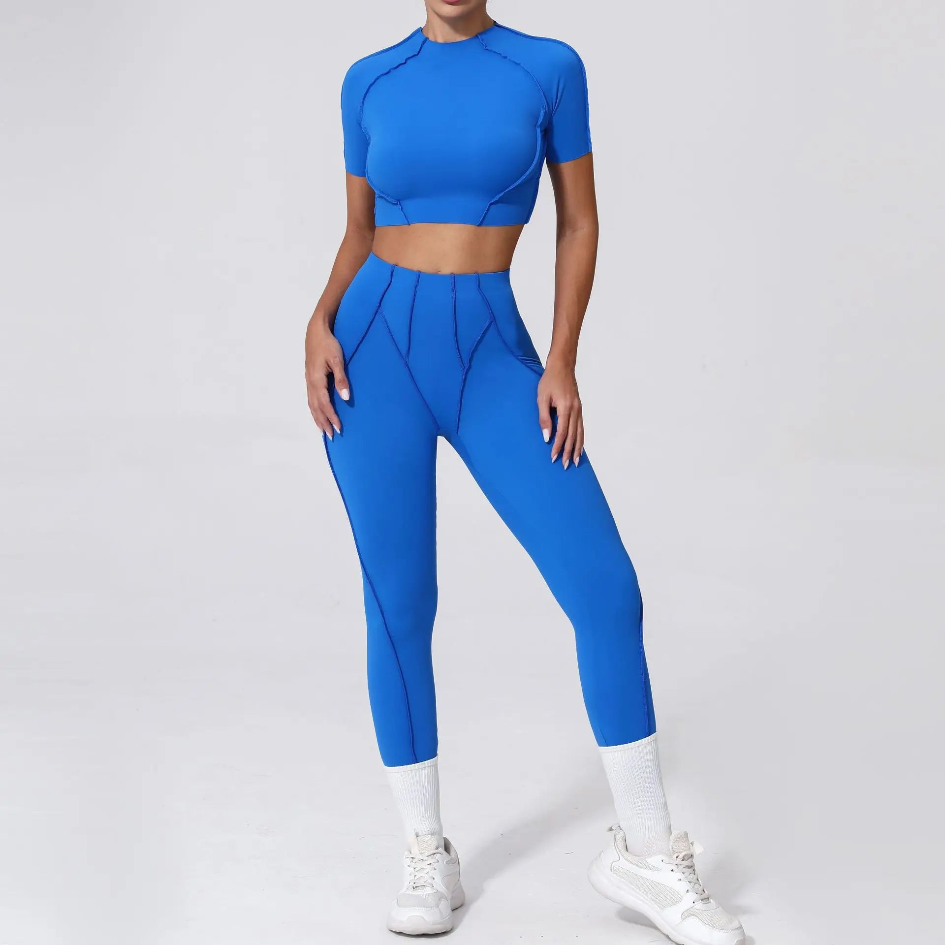 Seamless Yoga Set – High-Waist Leggings & Backless Sports Bra