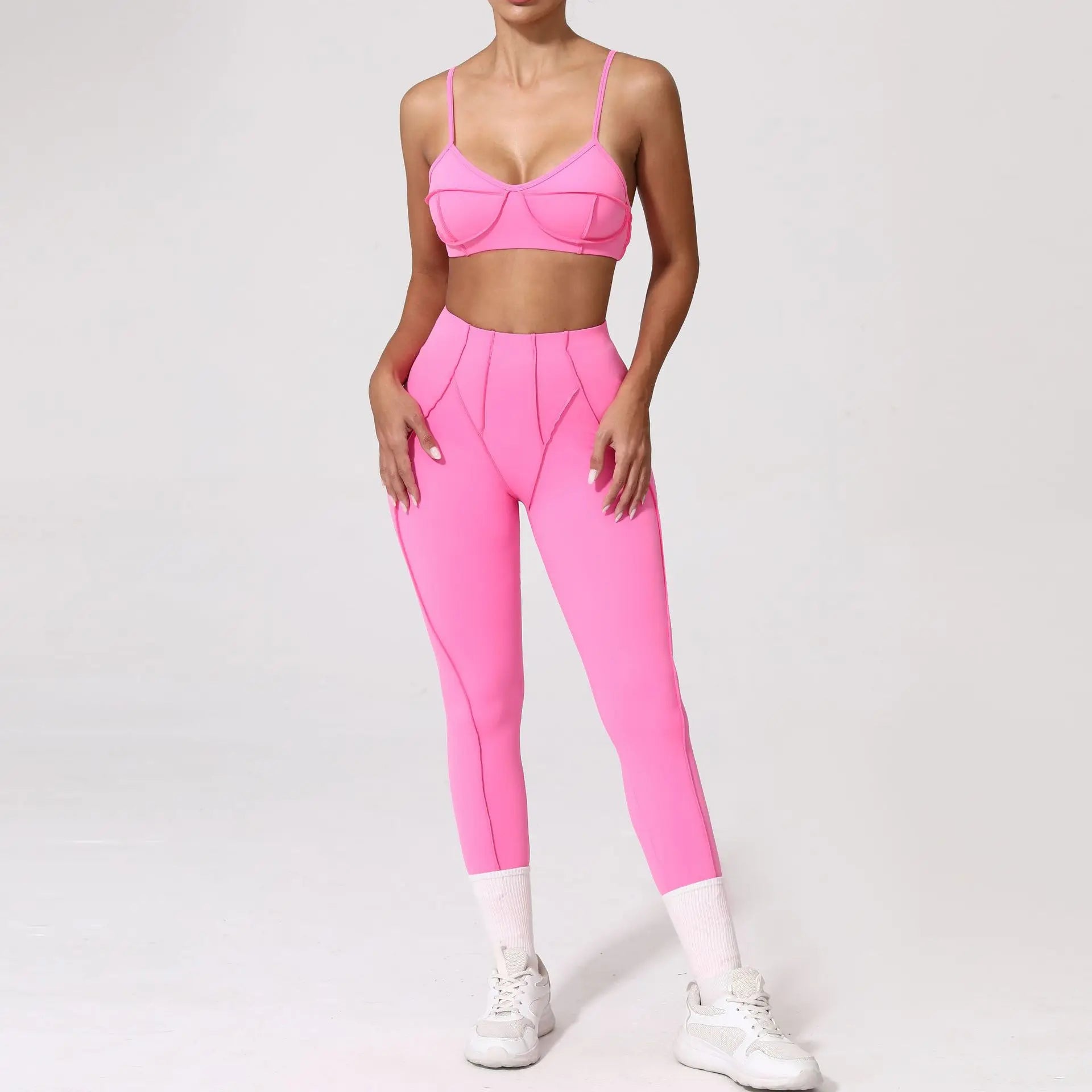 Seamless Yoga Set – High-Waist Leggings & Backless Sports Bra