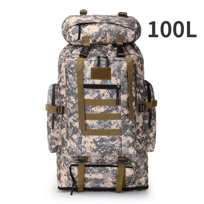 80L/100L Tactical Mountaineering Backpack – Large Outdoor Hiking & Camping Bag