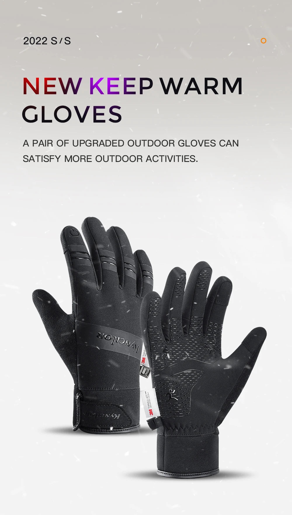 3M Black Winter Gloves – Waterproof & Touchscreen Outdoor Sports Gloves