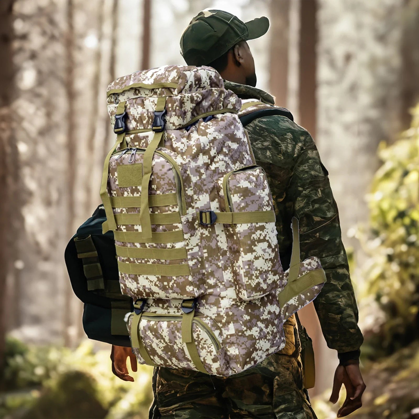 80L/100L Tactical Mountaineering Backpack – Large Outdoor Hiking & Camping Bag