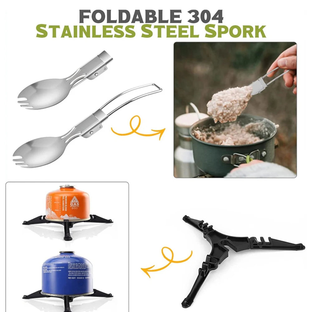 Camping Cookware Mess Kit – Portable Mini Stove & Tableware Set