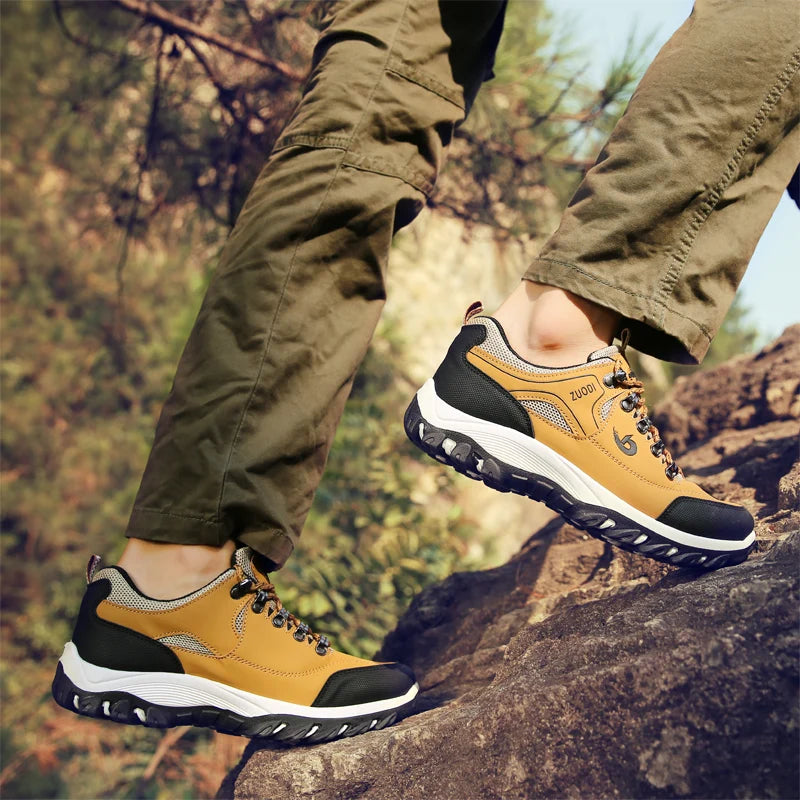Men’s Leather Casual Sneakers – Lightweight Walking Shoes