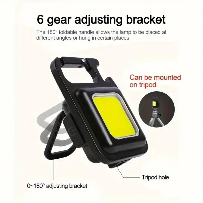 Portable COB LED Keychain Flashlight – USB Rechargeable Mini Aluminum Work Light