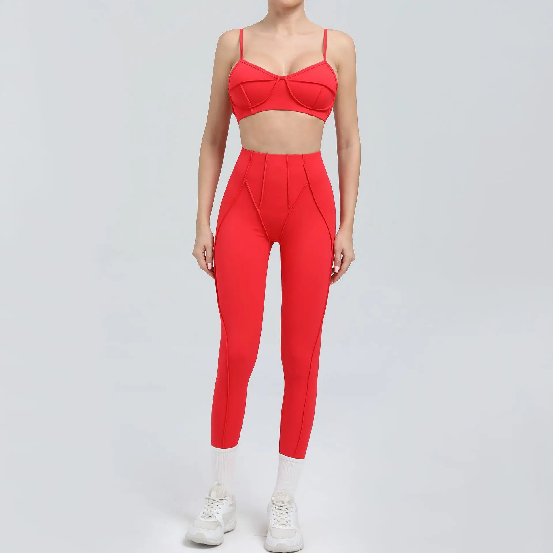 Seamless Yoga Set – High-Waist Leggings & Backless Sports Bra