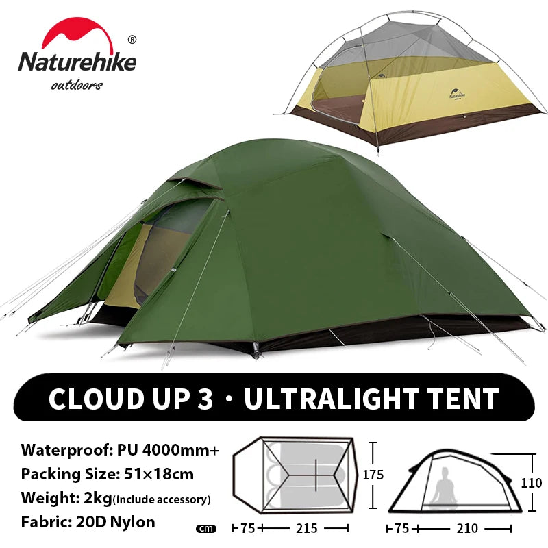 Naturehike 2-Person Waterproof Trekking Tent – Lightweight 3-Season Outdoor Shelter
