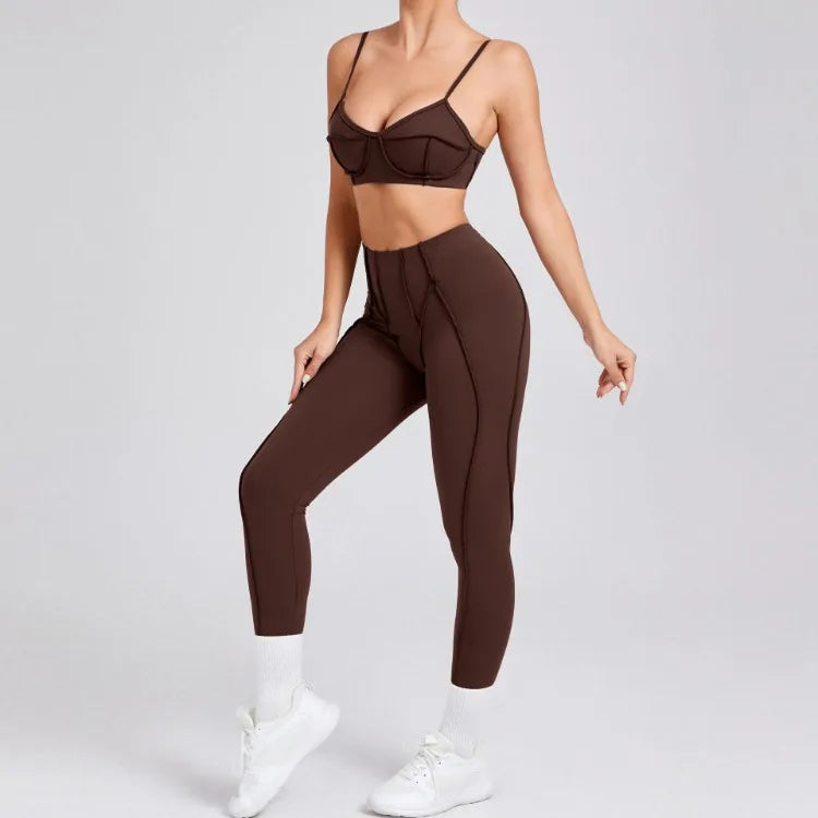 Seamless Yoga Set – High-Waist Leggings & Backless Sports Bra