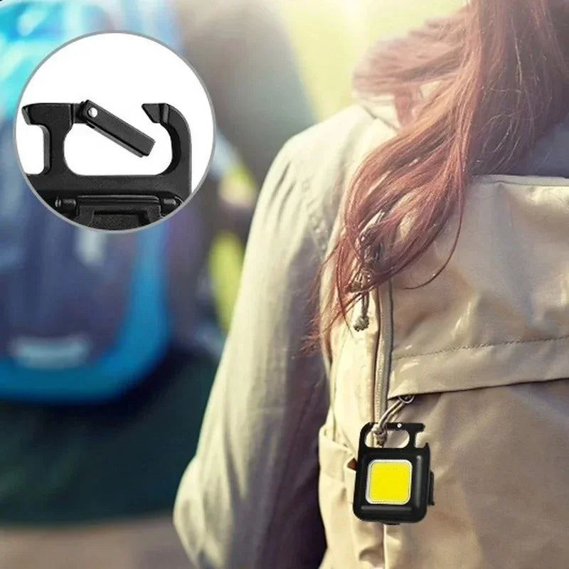 Portable COB LED Keychain Flashlight – USB Rechargeable Mini Aluminum Work Light