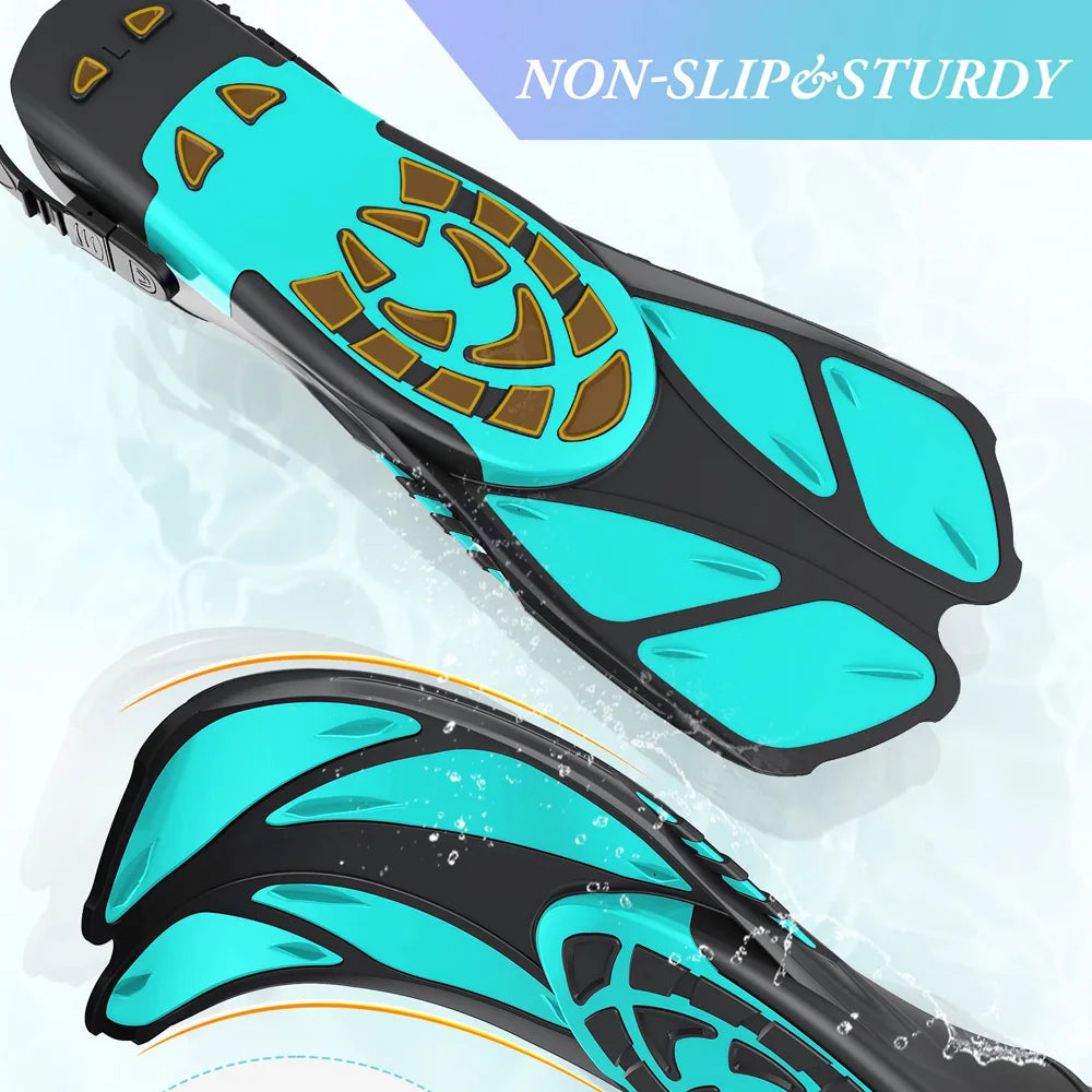 Adjustable Short Snorkel Fins – Open Heel Diving Flippers for Adults