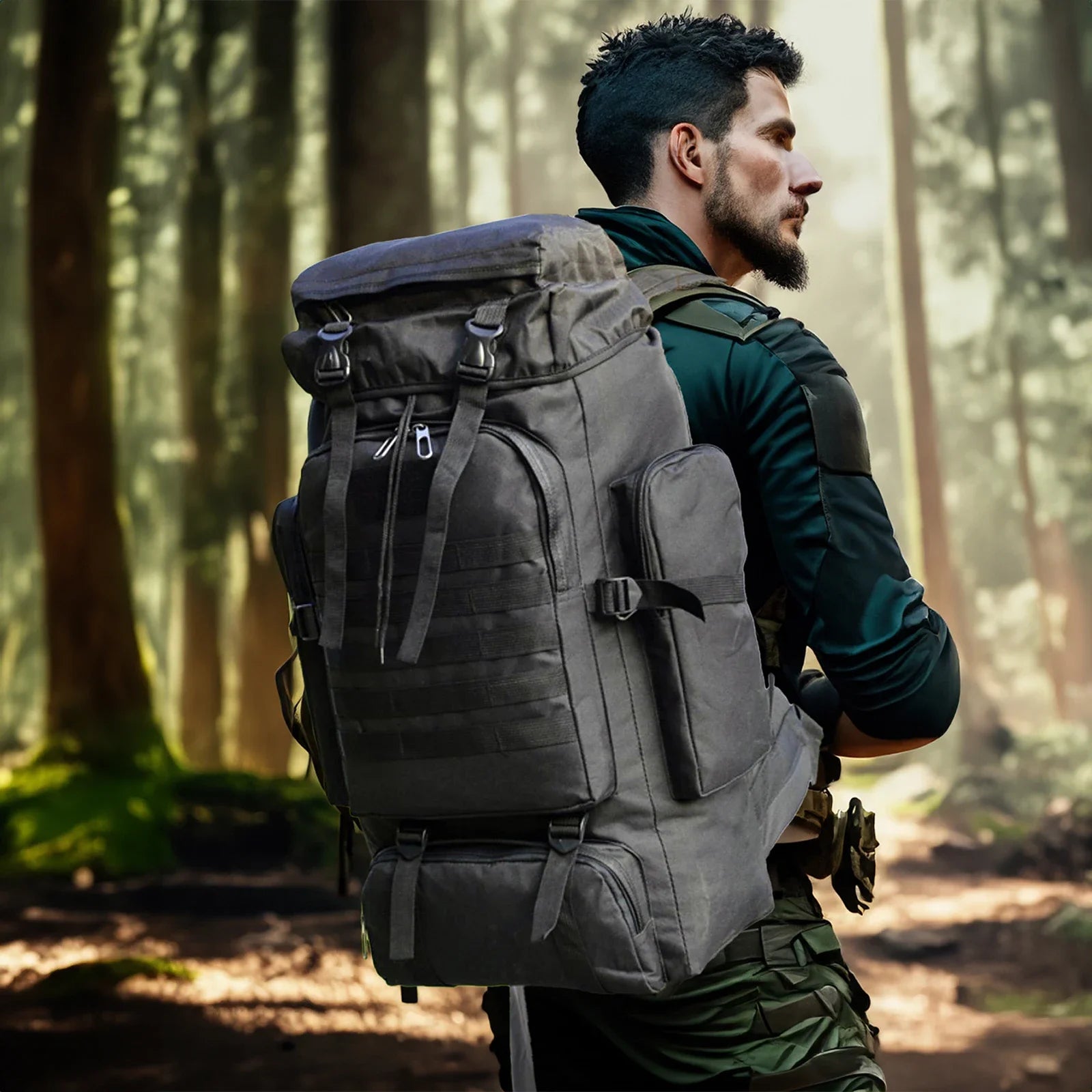80L/100L Tactical Mountaineering Backpack – Large Outdoor Hiking & Camping Bag