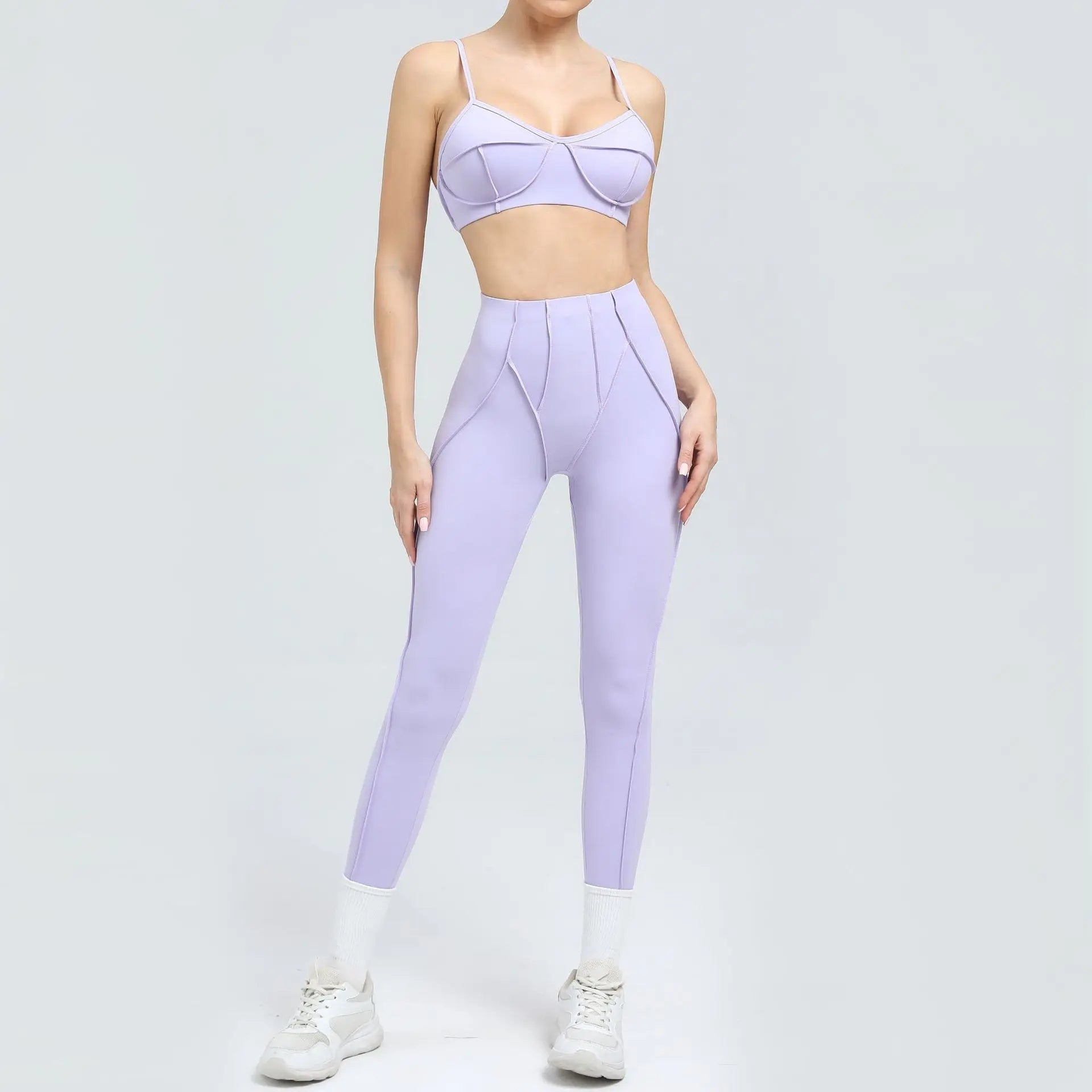 Seamless Yoga Set – High-Waist Leggings & Backless Sports Bra