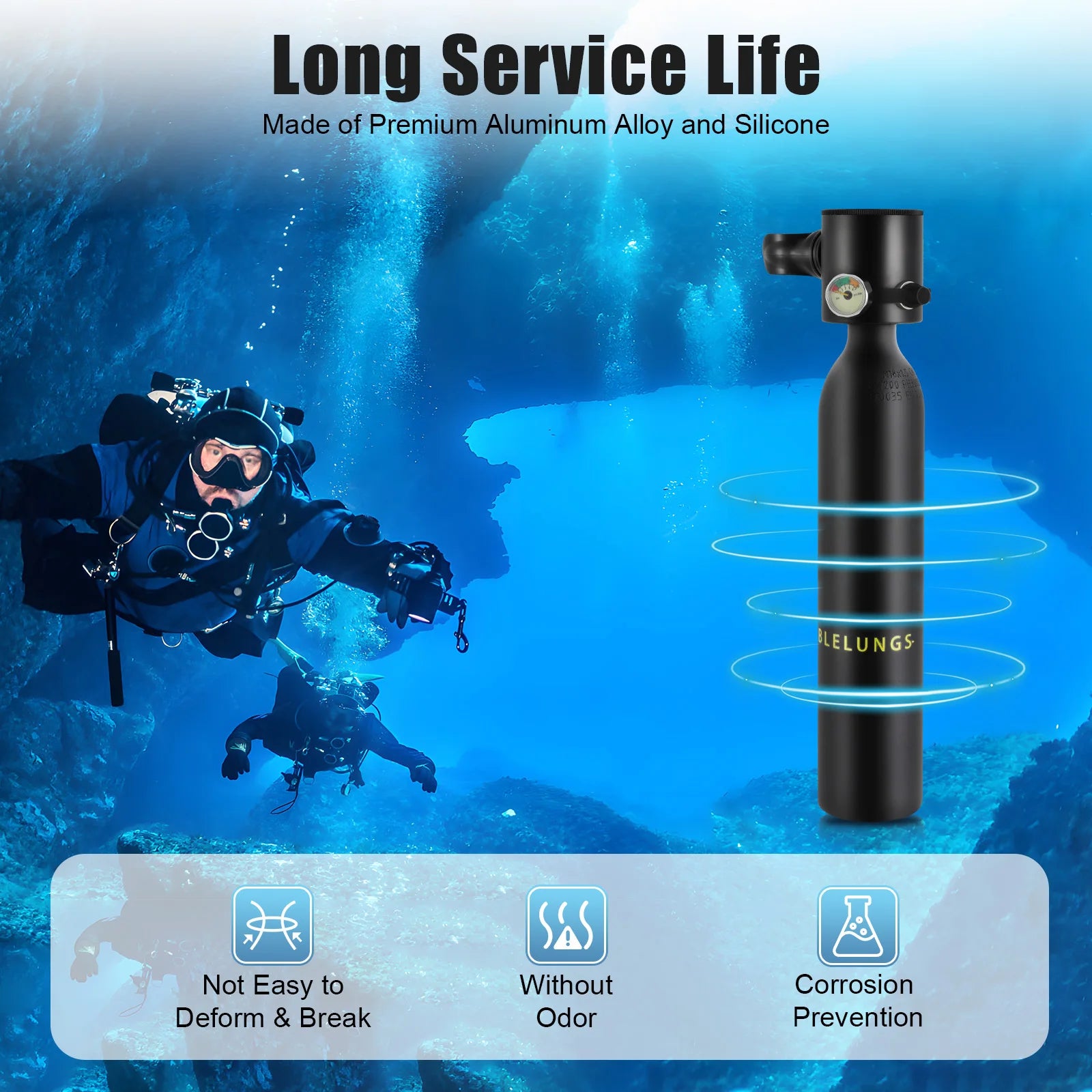 0.5L Mini Scuba Tank – Portable Diving Oxygen Cylinder for 5–10 Min Use
