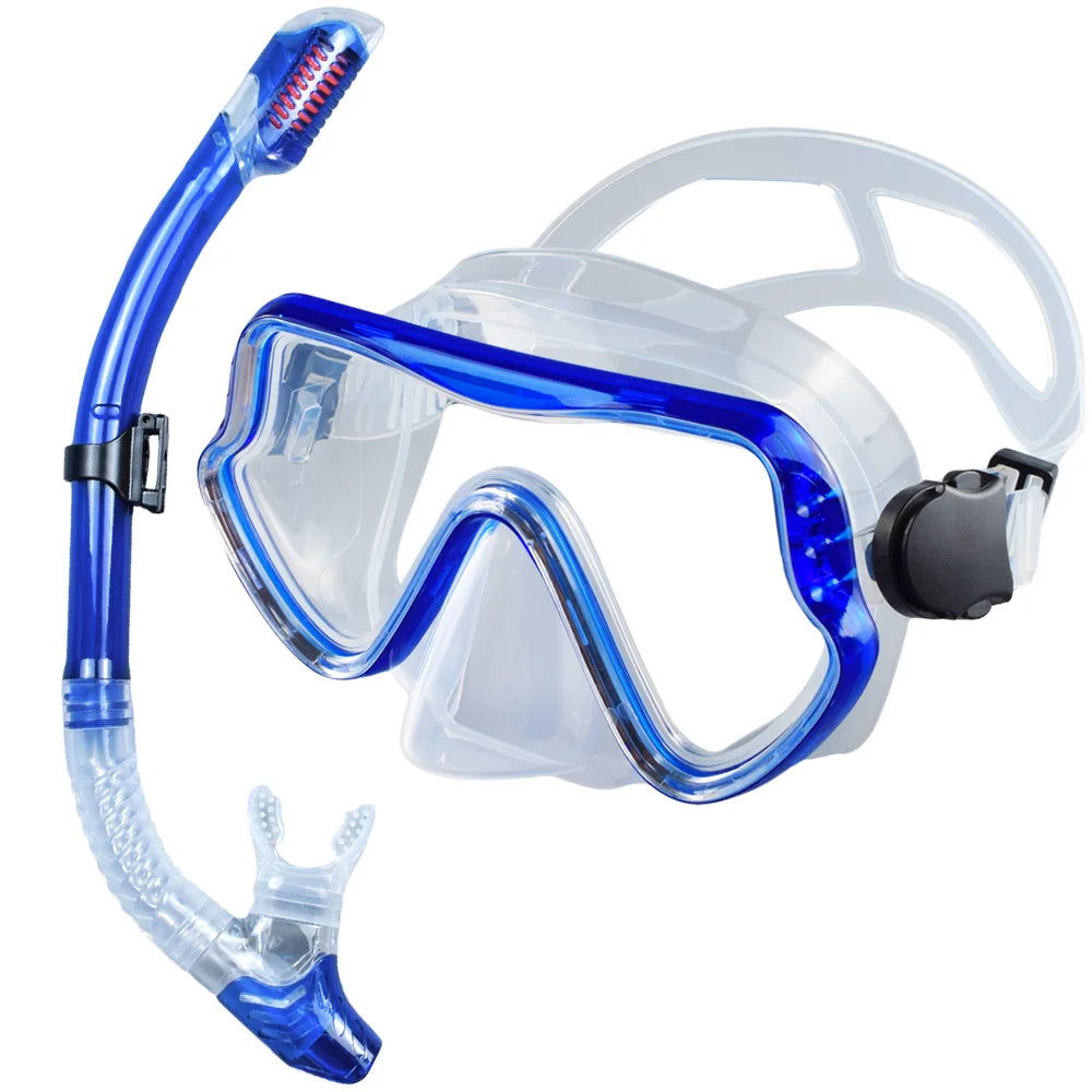 Dry Snorkel Set with Panoramic Mask – Professional Diving Gear for Adults