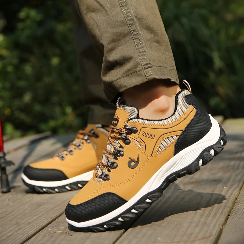 Men’s Leather Casual Sneakers – Lightweight Walking Shoes