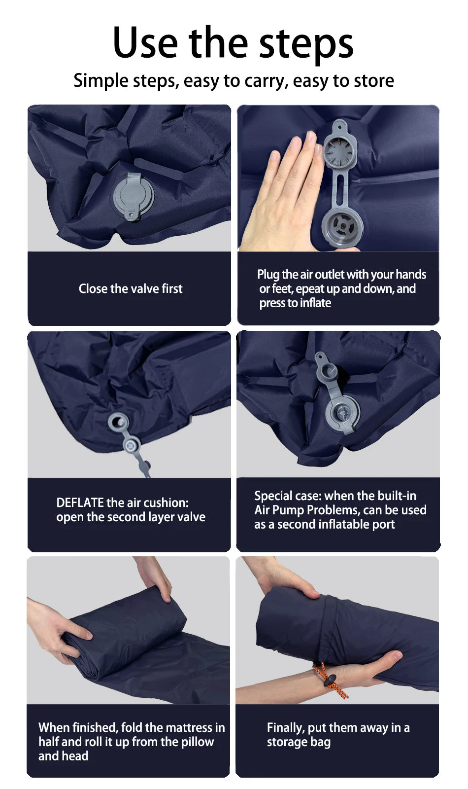 Inflatable Camping Mattress with Pillow – Ultralight Sleeping Pad