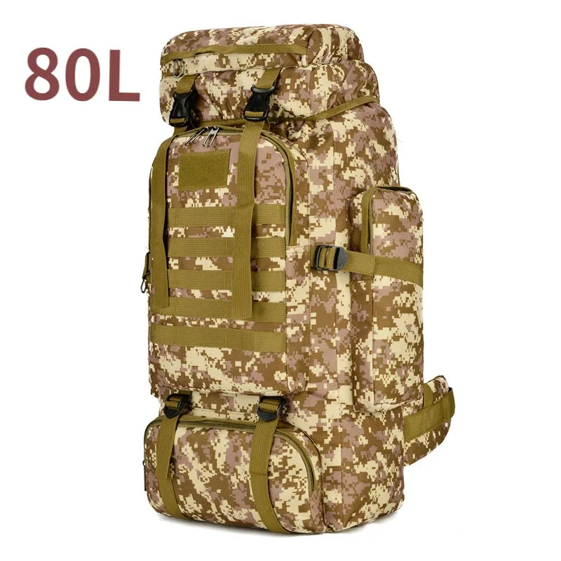 80L/100L Tactical Mountaineering Backpack – Large Outdoor Hiking & Camping Bag
