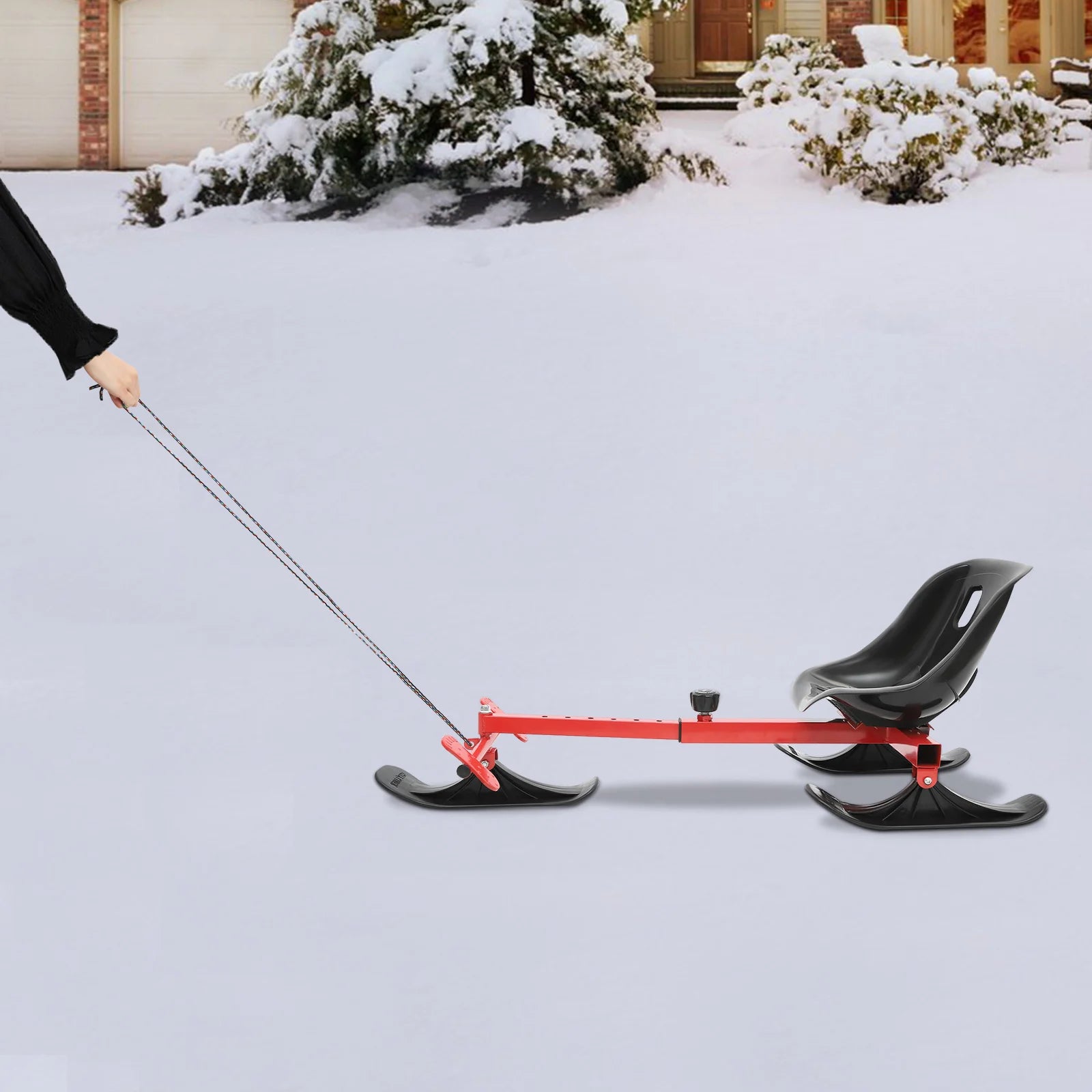 Snow Racer PE Triangular Ski Scooter – Red & Black, Ages 3+