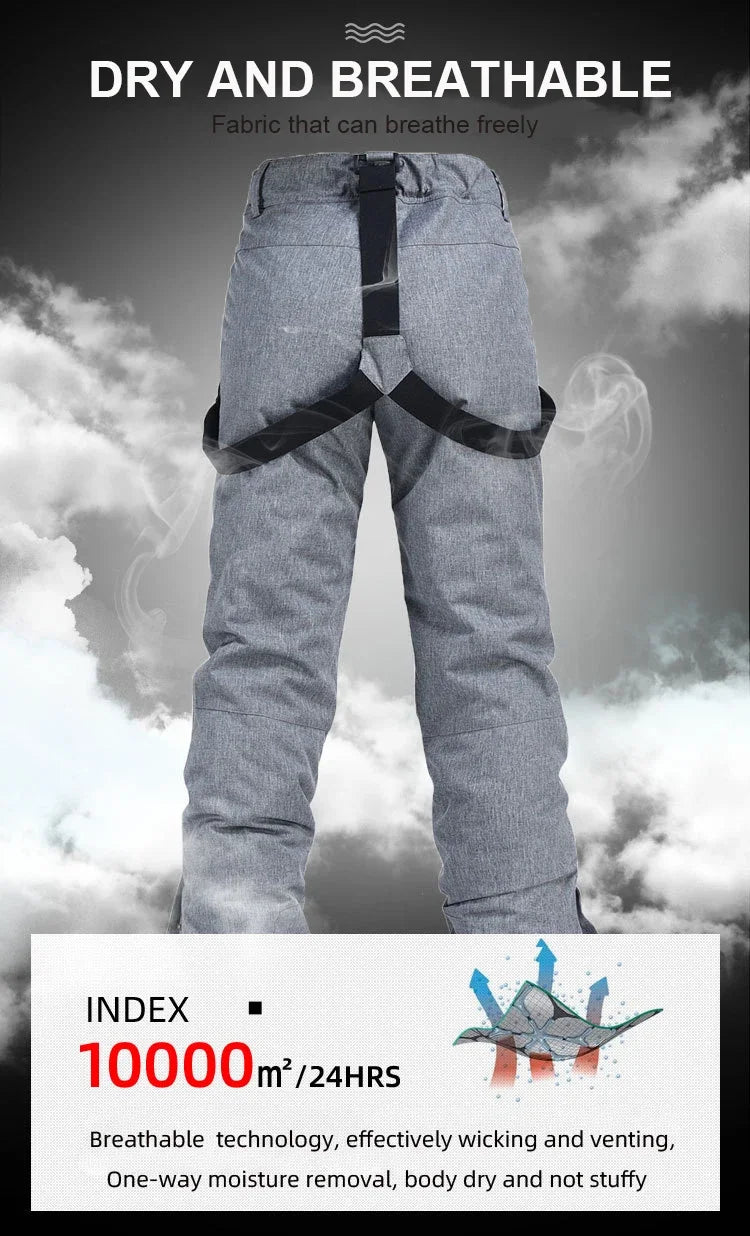Unisex Winter Ski Pants – Thick, Waterproof, Windproof Snow Trousers