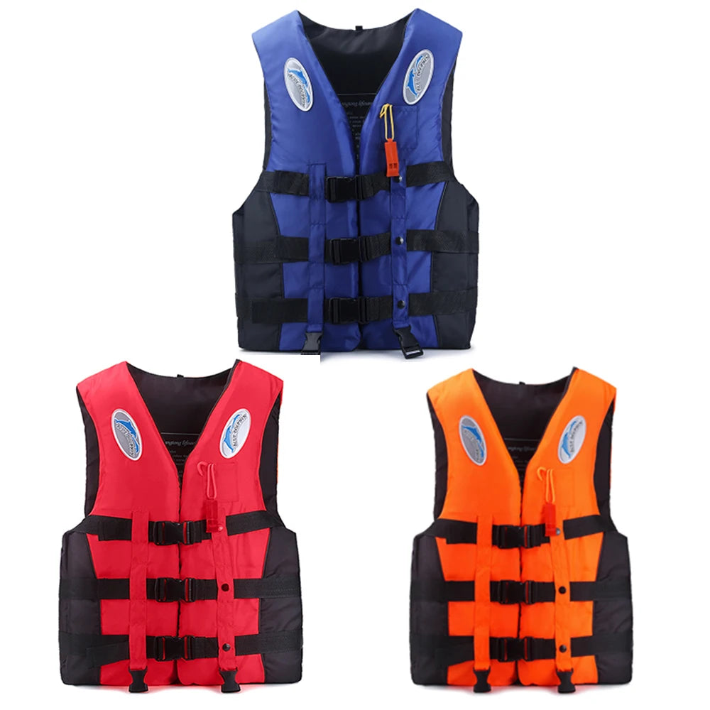 Adjustable Adult & Kids Swimming Life Jacket – Safety Vest with Whistle
