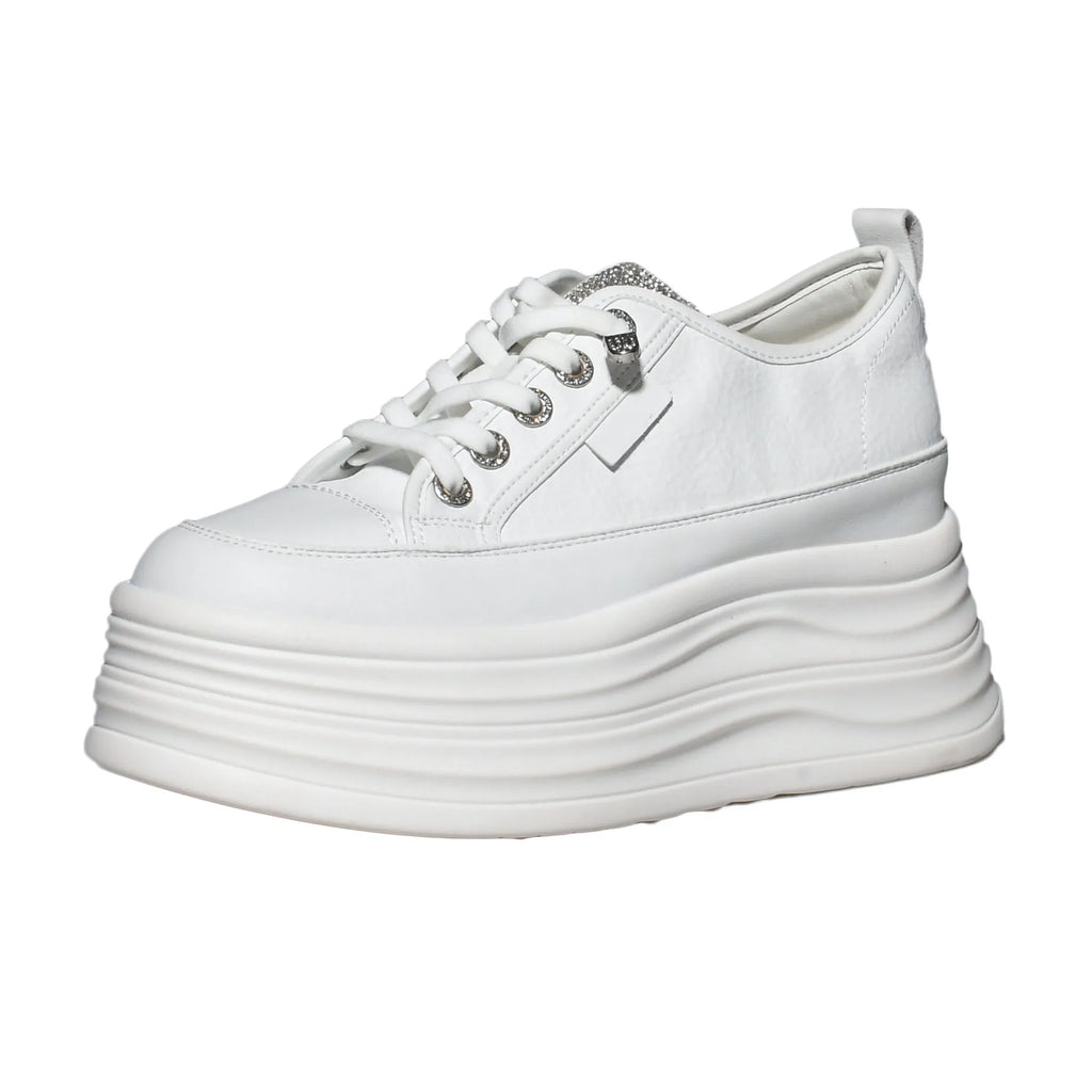 9cm Platform Leather Sneakers – Women’s Casual Vulcanized Shoes