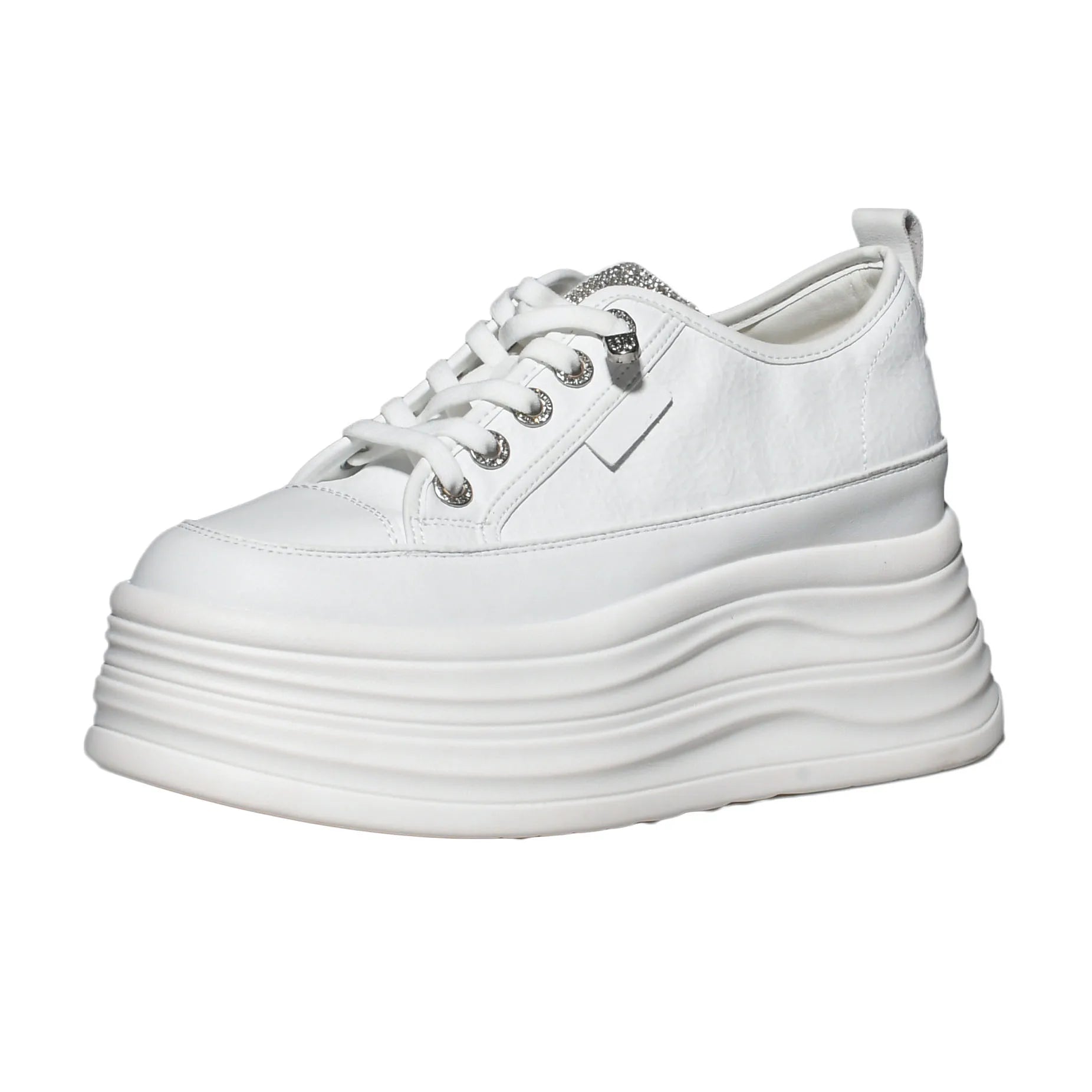 9cm Platform Leather Sneakers – Women’s Casual Vulcanized Shoes