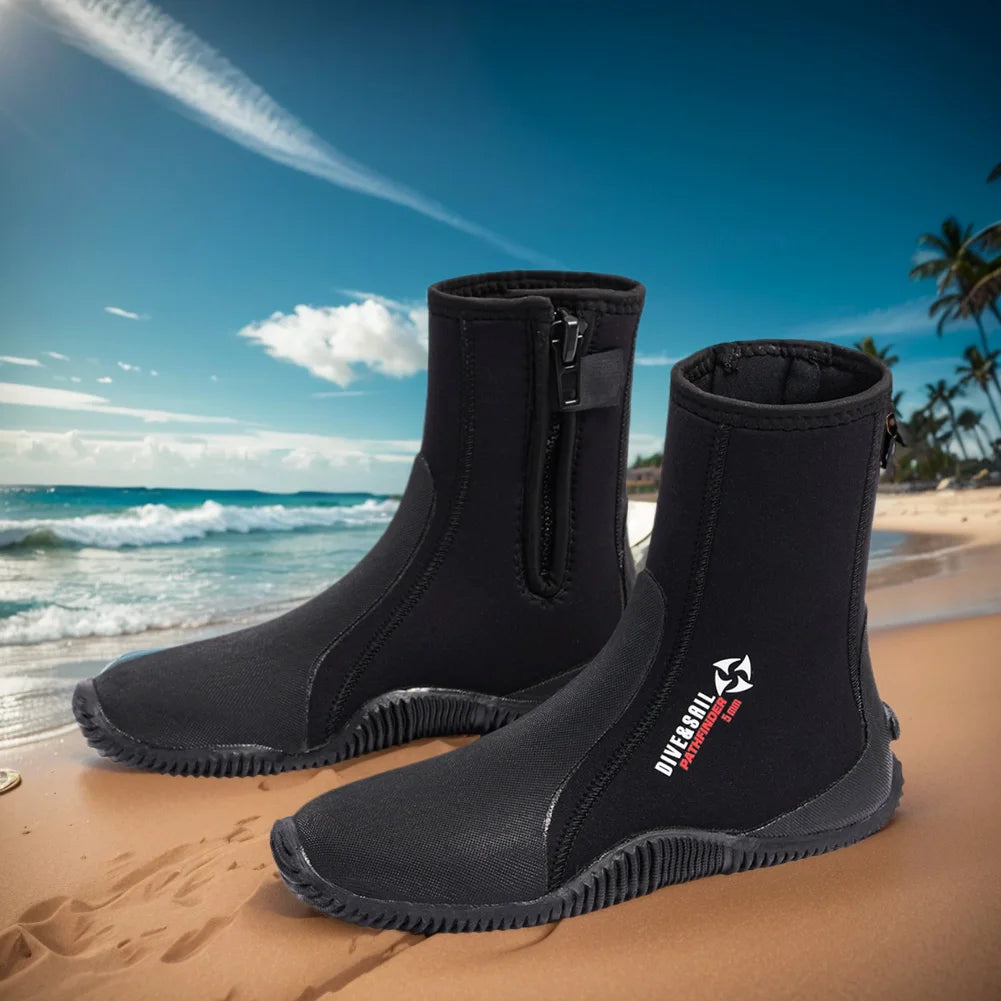 5mm Neoprene Zipper Dive Boots – Anti-Slip Water Sports Footwear