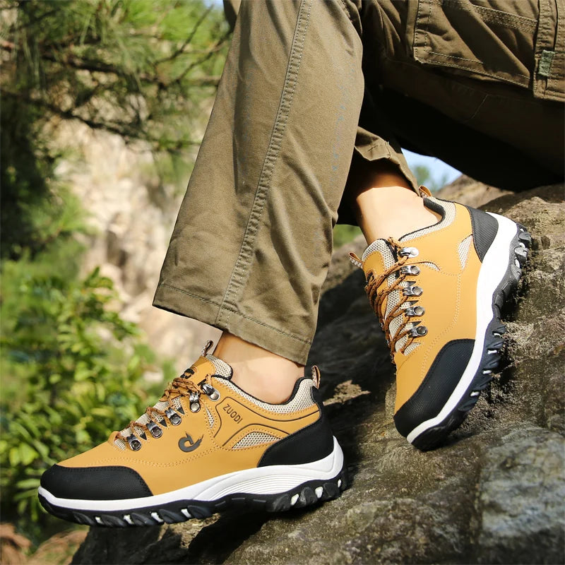 Men’s Leather Casual Sneakers – Lightweight Walking Shoes