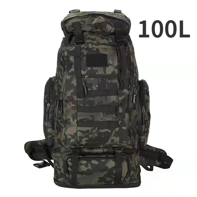 80L/100L Tactical Mountaineering Backpack – Large Outdoor Hiking & Camping Bag